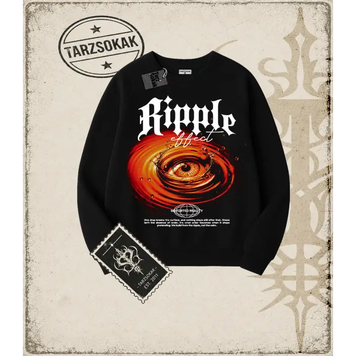 RIPPLE Oversize Unisex Bisiklet Yaka Sweatshirt
