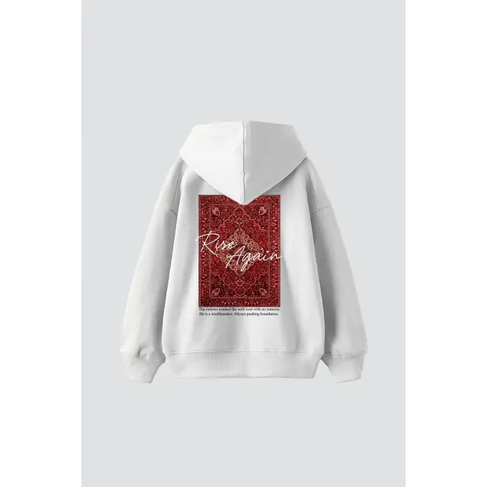 Rise Again Baskılı Oversize Unisex Premium Beyaz