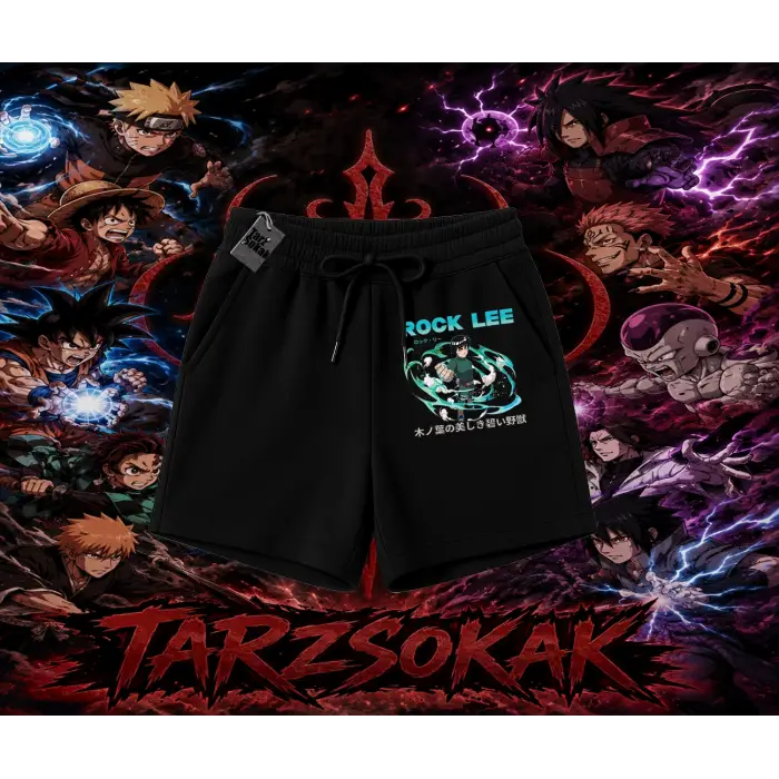 Rock Lee Naruto Anime Karakter Unisex Şort Beyaz