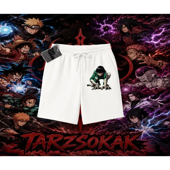 Rock Lee Naruto Anime Karakter Unisex Şort Beyaz
