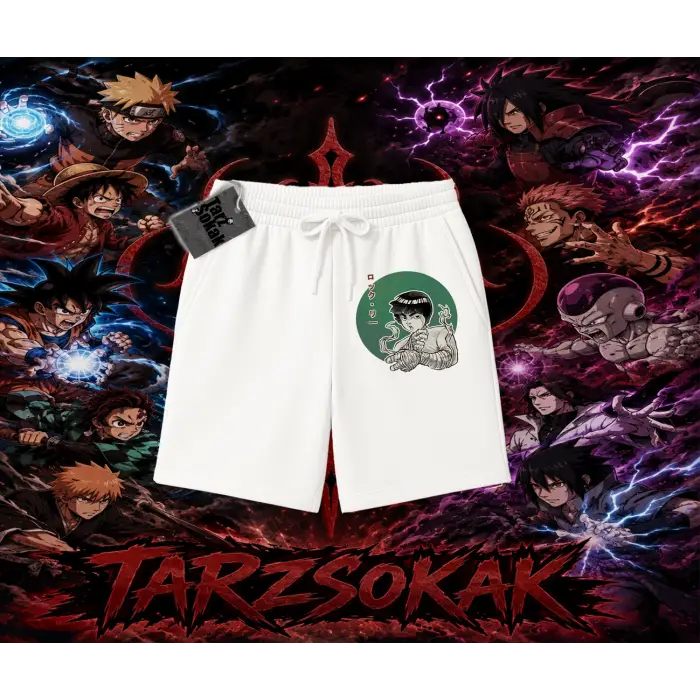 Rock Lee Naruto Anime Karakter Unisex Şort Beyaz