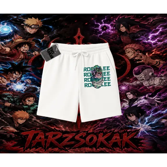 Rock Lee Naruto Anime Karakter Unisex Şort Beyaz