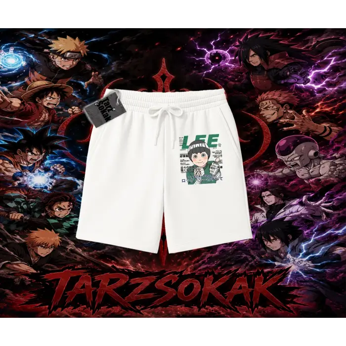 Rock Lee Naruto Anime Karakter Unisex Şort Beyaz