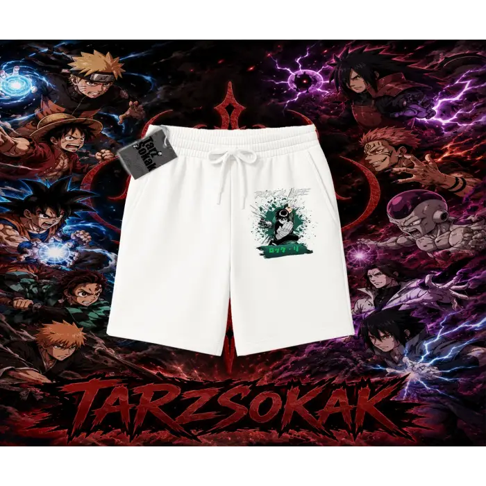 Rock Lee Naruto Anime Karakter Unisex Şort Beyaz