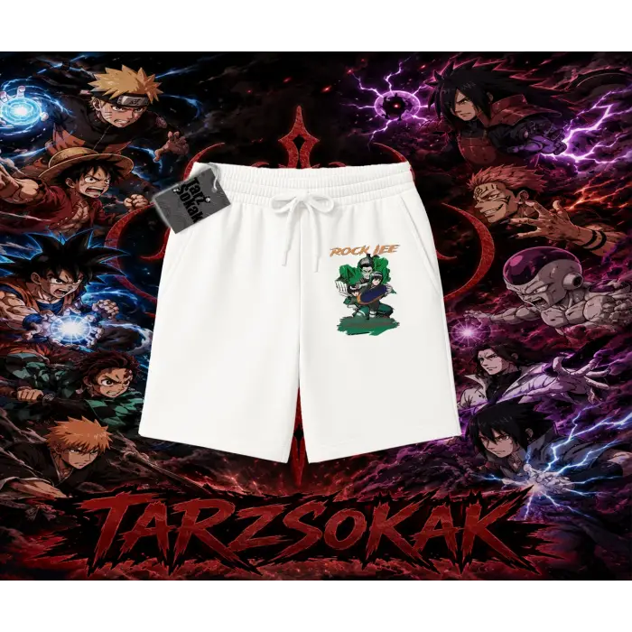 Rock Lee Naruto Anime Karakter Unisex Şort Beyaz