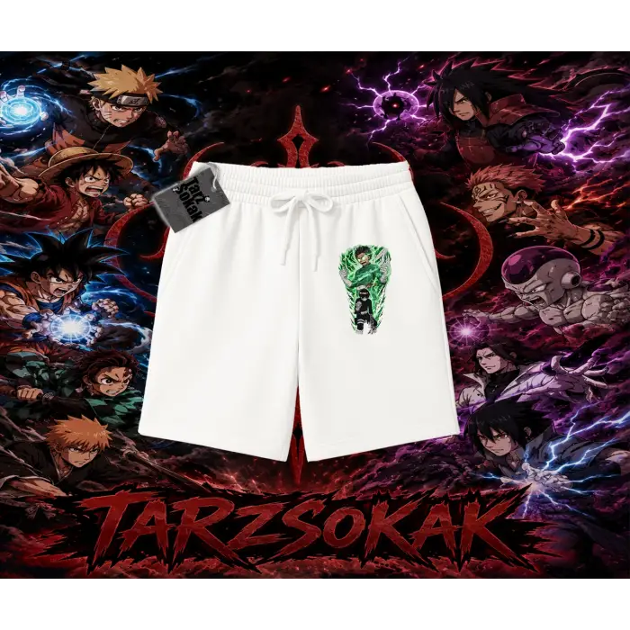 Rock Lee Naruto Anime Karakter Unisex Şort Beyaz