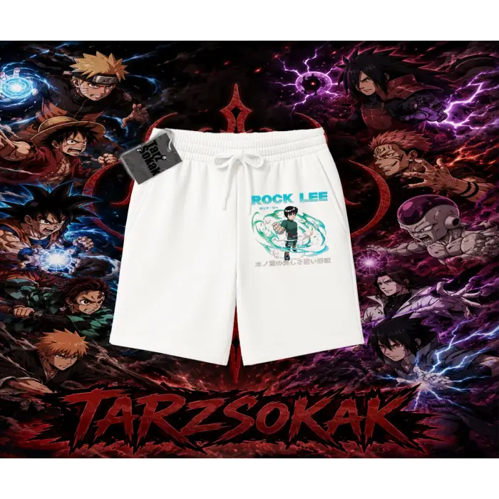 Rock Lee Naruto Anime Karakter Unisex Şort Beyaz