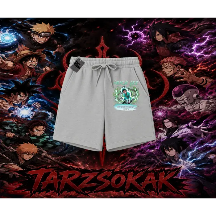Rock Lee Naruto Anime Karakter Unisex Şort Beyaz