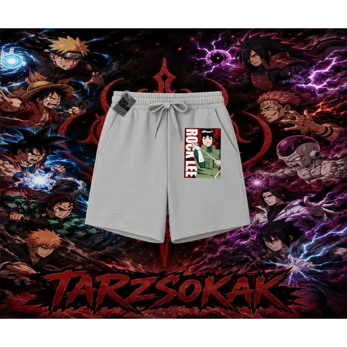Rock Lee Naruto Anime Karakter Unisex Şort Beyaz