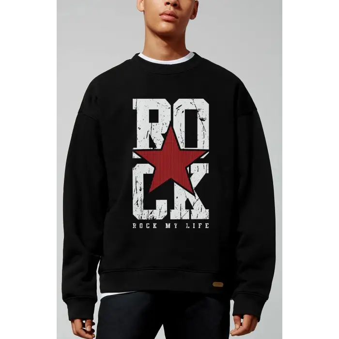 Rock Oversize Siyah Sweatshirt Tarzsokak196
