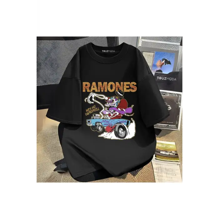 Rock Serisi Ramones Baskılı Unisex Oversize