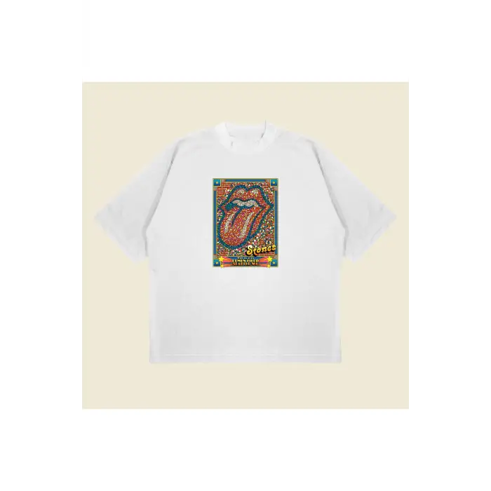 Rolling Stone Seattle Baskılı Oversize Unisex Pamuklu Nefes Alan Kalın Kumaşlı