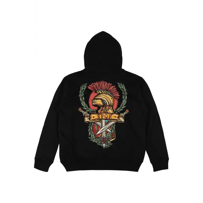 Rome Siyah Oversize Unisex Kapüşonlu Sweatshirt Hoodie