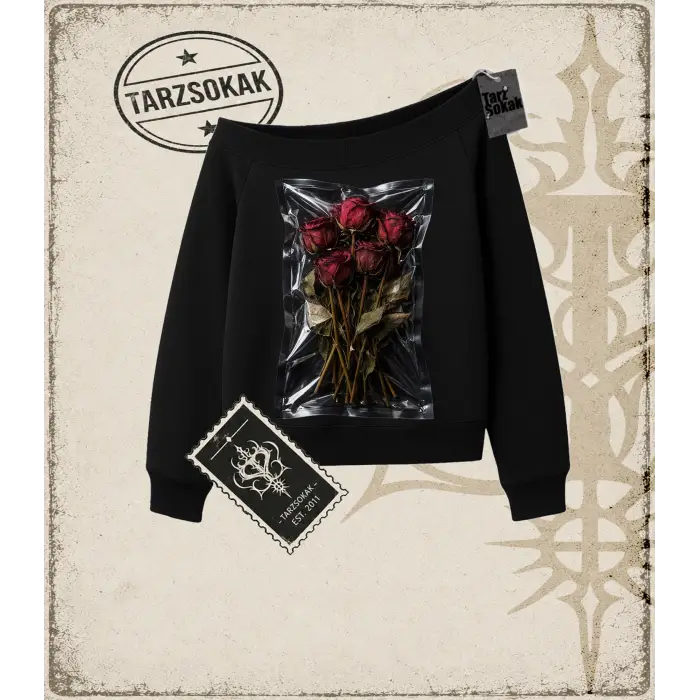 ROSE Kadın Kayık Yaka Sweatshirt