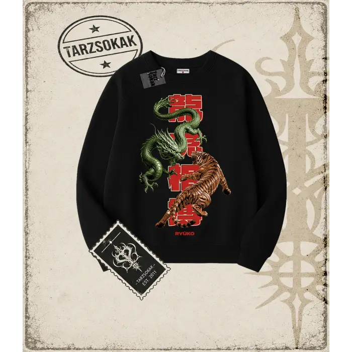 RYUKO Oversize Unisex Bisiklet Yaka Sweatshirt