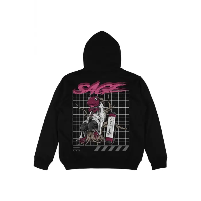 Sage Siyah Oversize Unisex Kapüşonlu Sweatshirt Hoodie