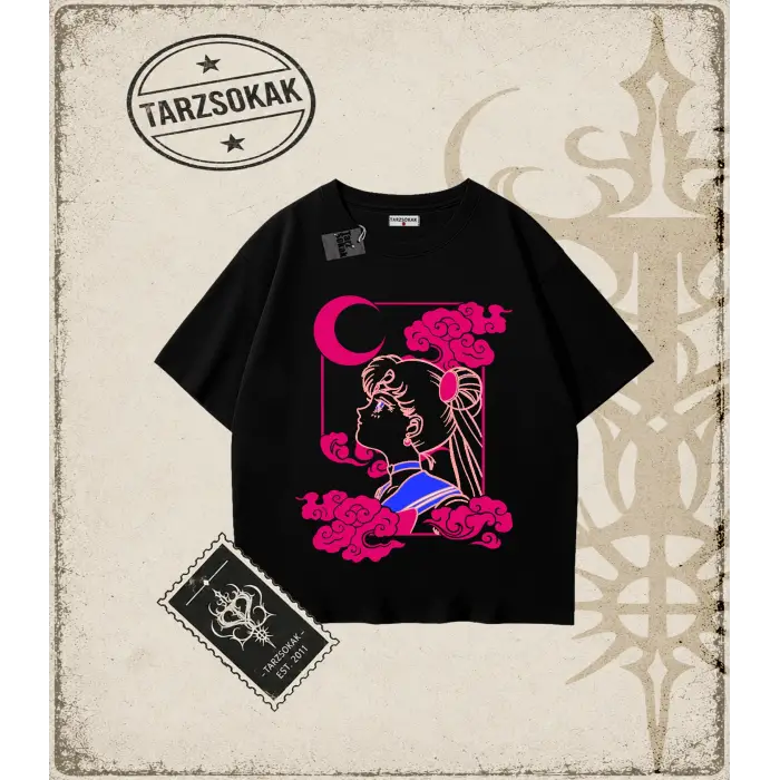 Sailor Moon Anime Baskılı Oversize Unisex Tişört