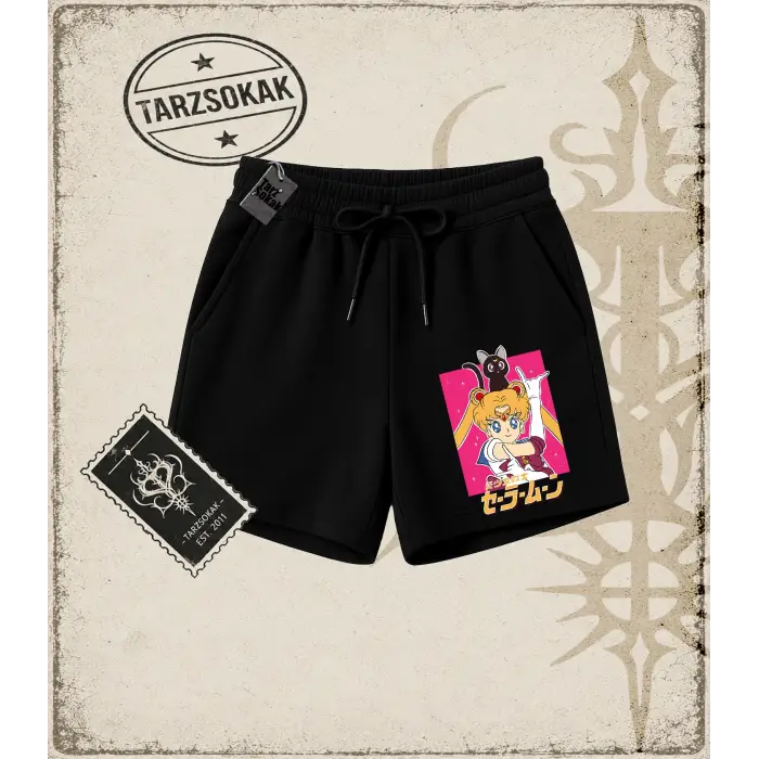 Sailor Moon Anime Baskılı Unisex Şort