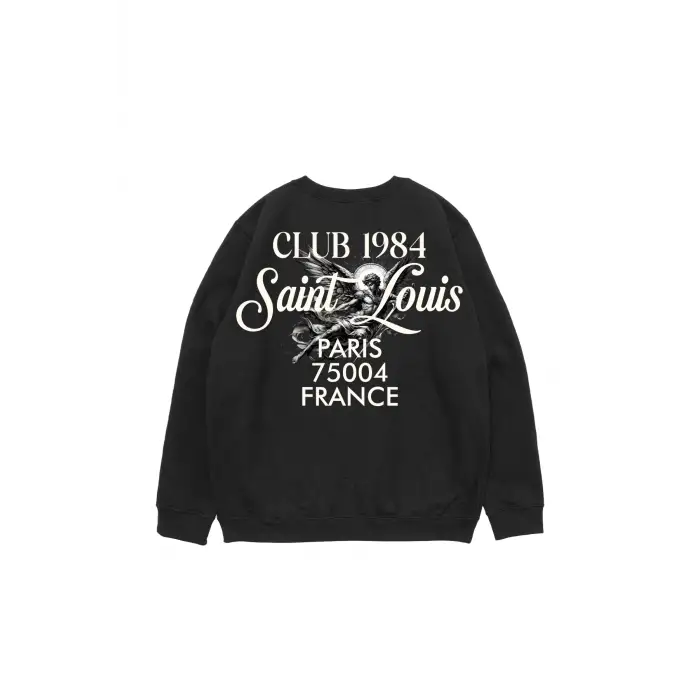 Saint Louis Baskılı Siyah Oversize Unisex