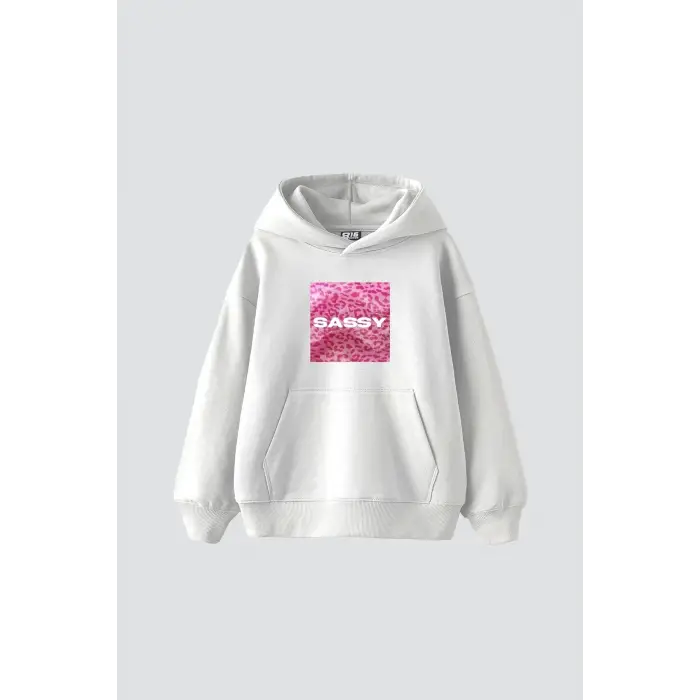 Sassy Baskılı Oversize Unisex Beyaz