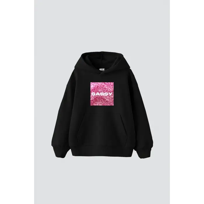 Sassy Baskılı Oversize Unisex Siyah