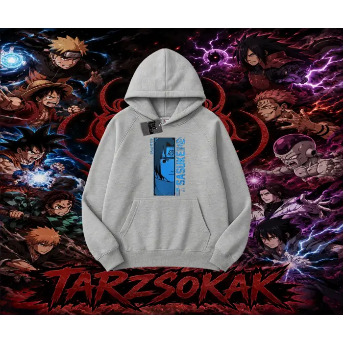 Sasuke uchiha Naruto Anime Karakter Oversize Unisex Kapşonlu Sweatshirt Beyaz