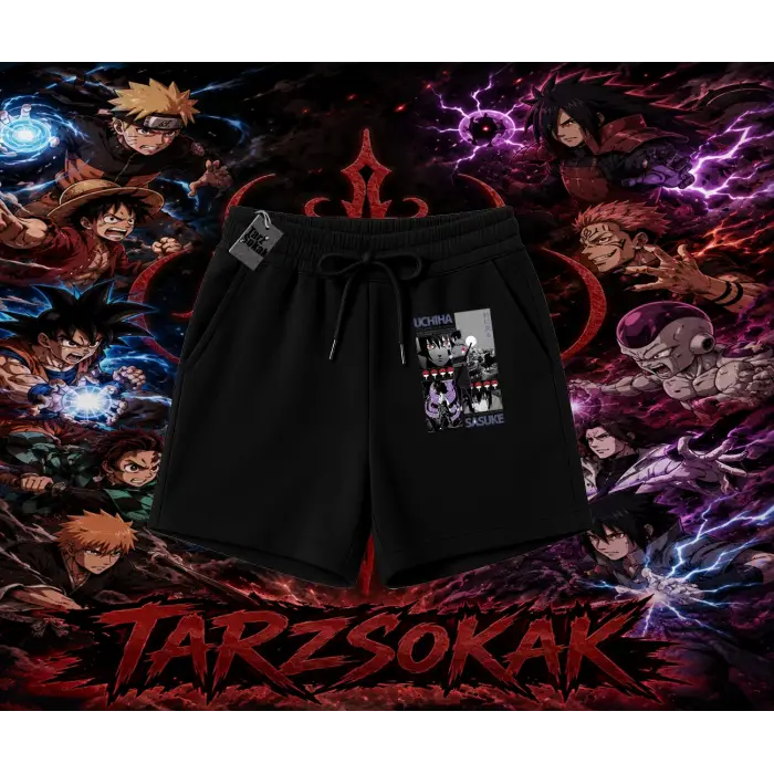 Sasuke uchiha Naruto Anime Karakter Unisex Şort Beyaz