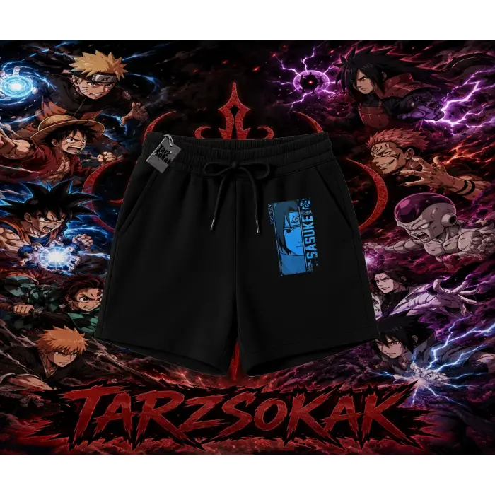 Sasuke uchiha Naruto Anime Karakter Unisex Şort Beyaz