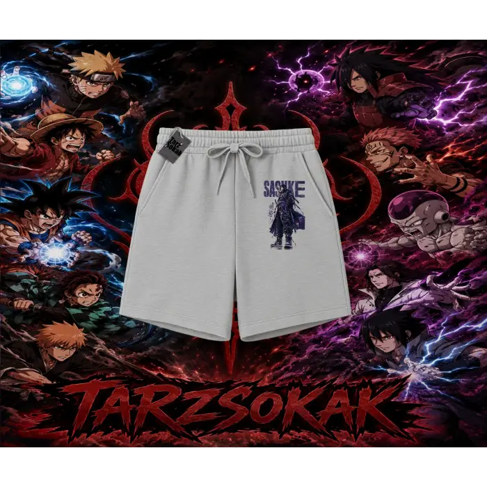Sasuke uchiha Naruto Anime Karakter Unisex Şort Beyaz