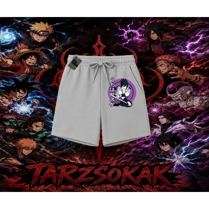 Sasuke uchiha Naruto Anime Karakter Unisex Şort Beyaz