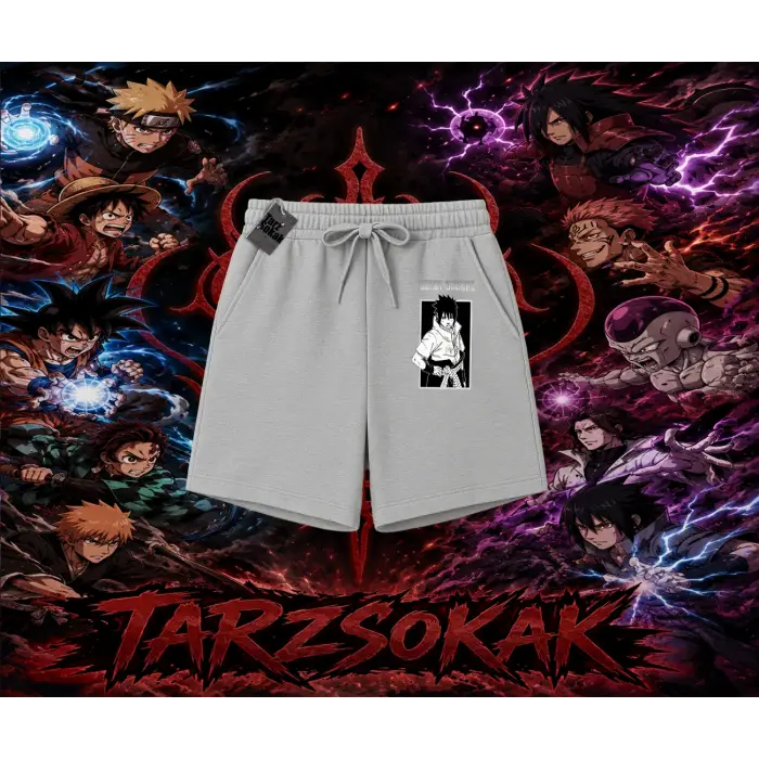 Sasuke uchiha Naruto Anime Karakter Unisex Şort Beyaz