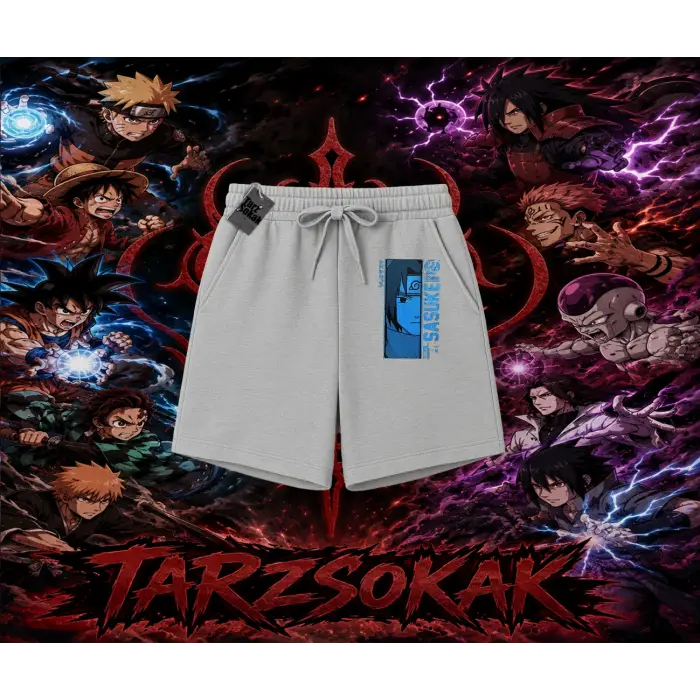 Sasuke uchiha Naruto Anime Karakter Unisex Şort Beyaz