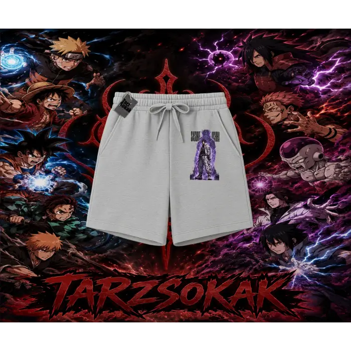 Sasuke uchiha Naruto Anime Karakter Unisex Şort Beyaz