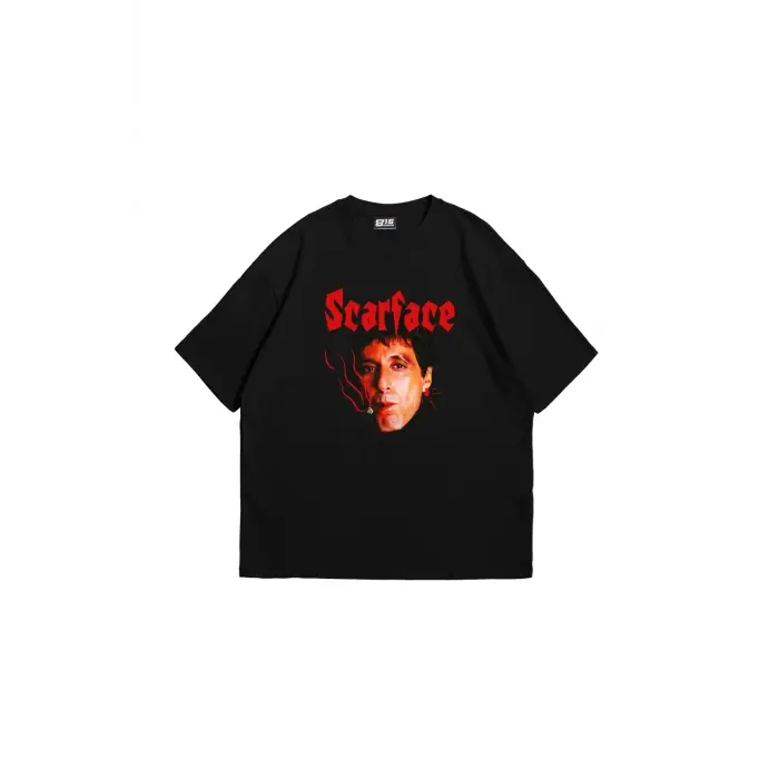 Scarface Baskılı Oversize Unisex Siyah