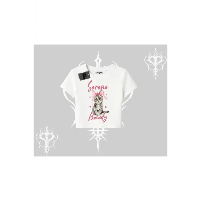 Serene Beauty Kedi Baskılı Babby Tee Tshirt