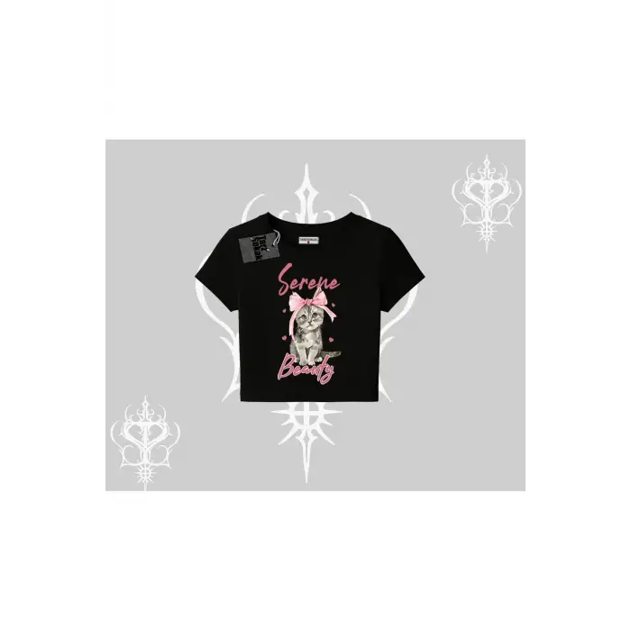 Serene Beauty Kedi Baskılı Babby Tee Tshirt