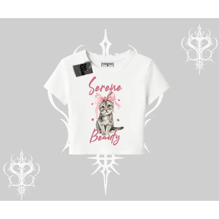 Serene Beauty Kedi Baskılı  Babby Tee Tshirt