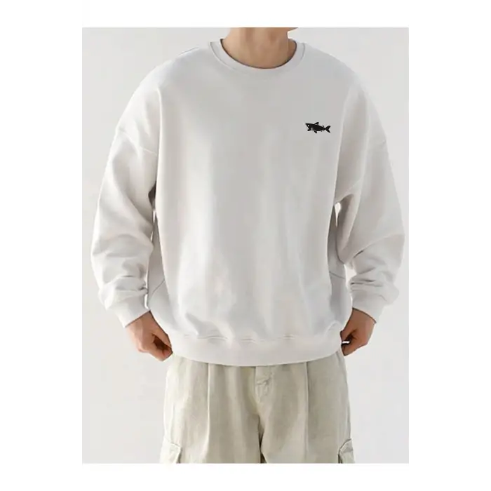Shark Graphic Drop Shoulder Sweatshirt Beyaz