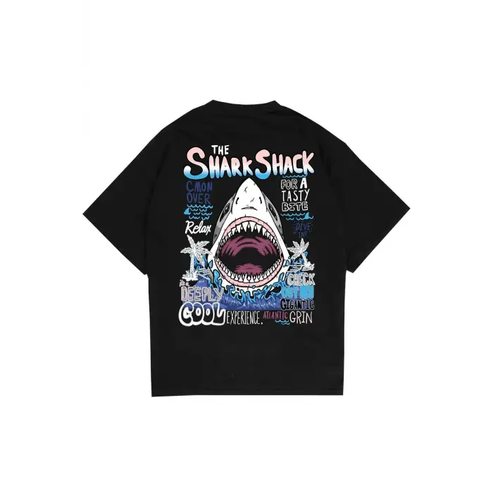 SharkShack Siyah Oversize Unisex T-shirt