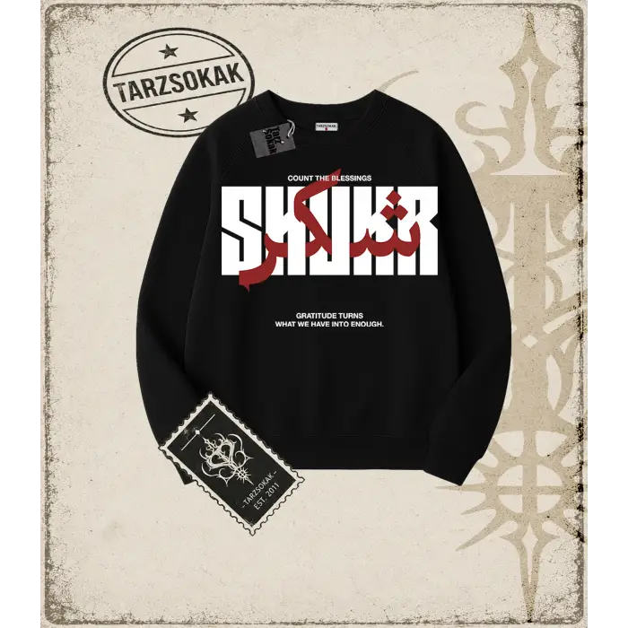 SHUKR   Oversize Unisex Bisiklet Yaka Sweatshirt