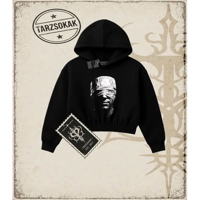 SILENT Kadın Crop Kapşonlu Sweatshirt