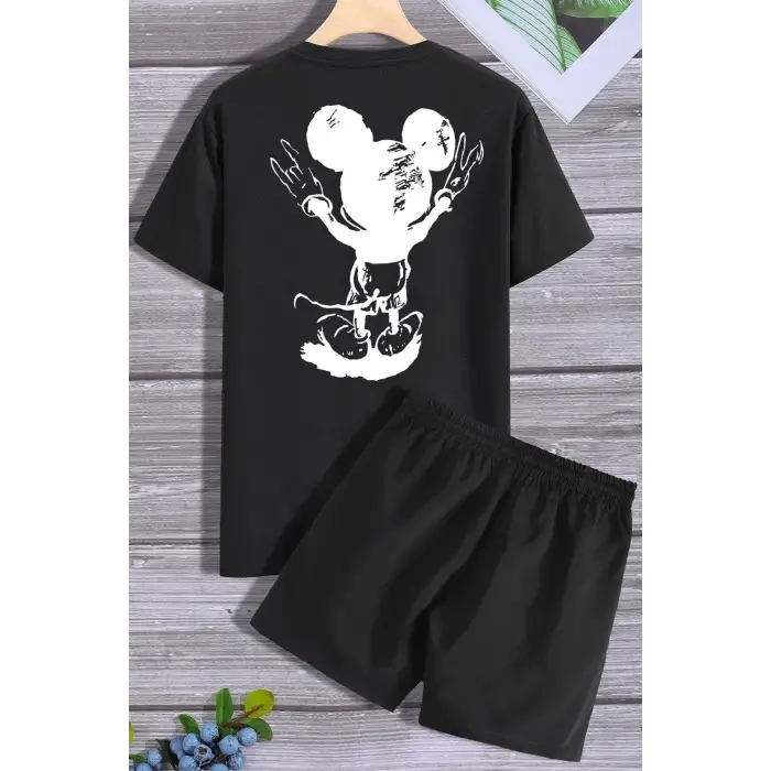 Sırt Baskılı Şort T-shirt Eşofman Takımı