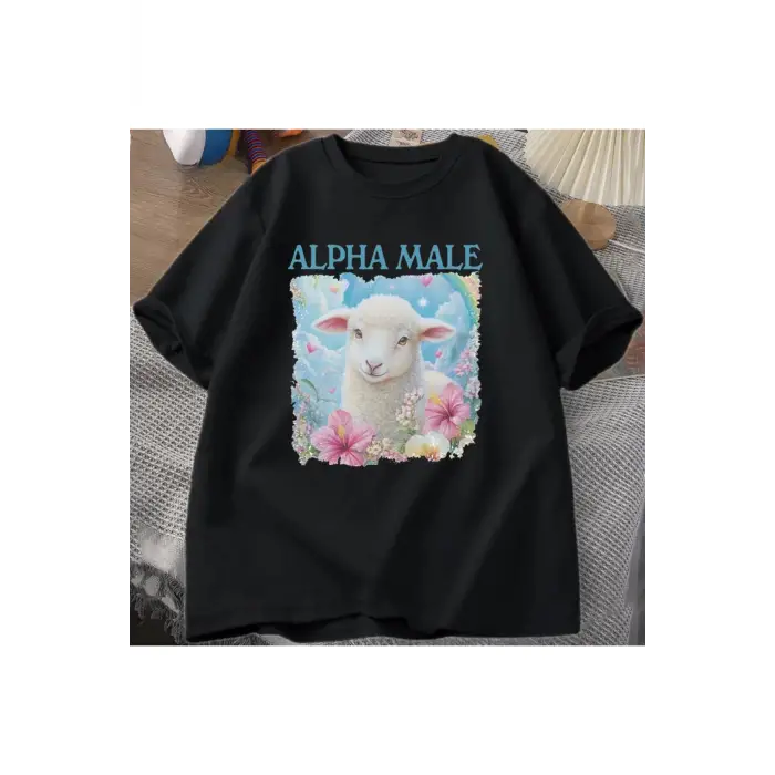 Siyah Alfa T Meme Aptal Garip Keçi Grafik TeeBa