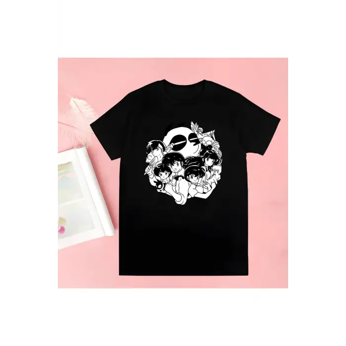 Siyah Inuyasha Yeni Baskı Tshirt Yaz Yenilik