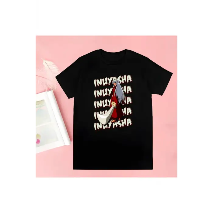Siyah Inuyasha Yeni Baskı Tshirt Yaz Yenilik