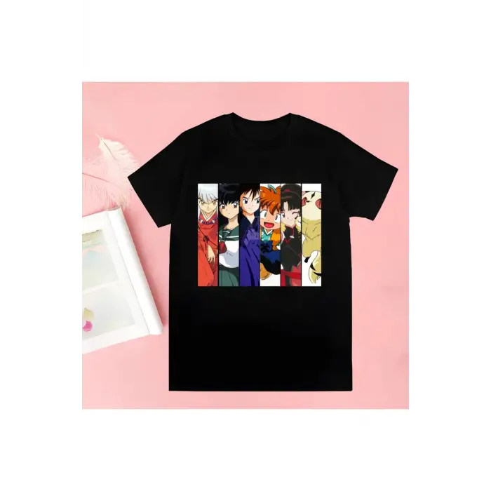Siyah Inuyasha Yeni Baskı Tshirt Yaz Yenilik