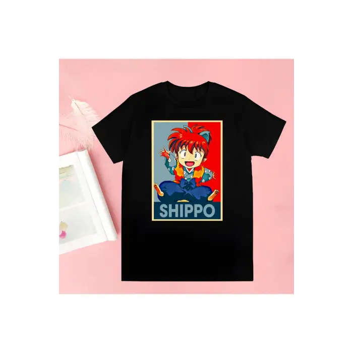 Siyah Inuyasha Yeni Baskı Tshirt Yaz Yenilik