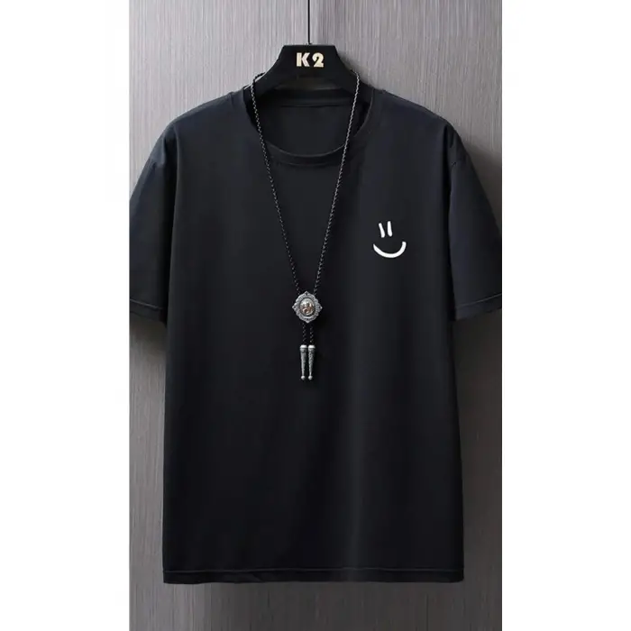 Siyah Oversize Minimal Baskılı Tshirt