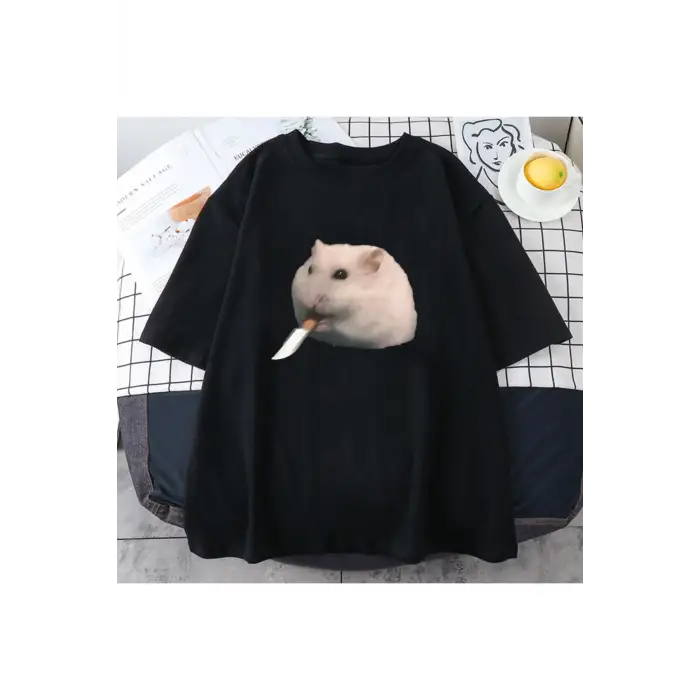 Siyah Sevimli Hamster Meme Grafik