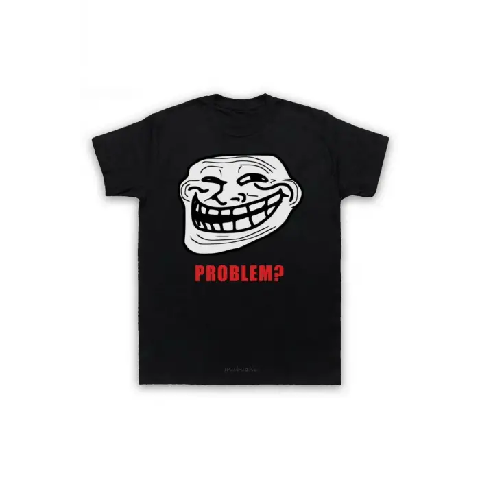 Siyah TROLLFACE MEME RAGE COMIC KOMIK TROLL ŞAKA İNTERNET Çocuk TEE Genç